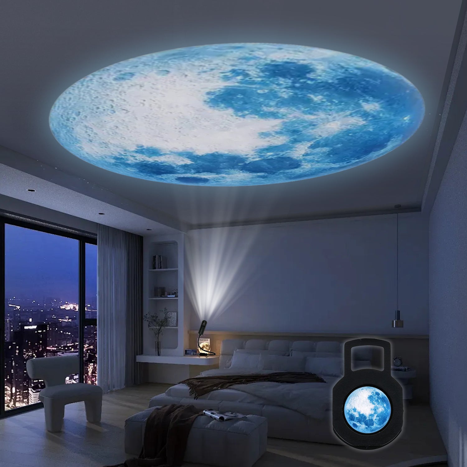 Blue LED Moon Lamp