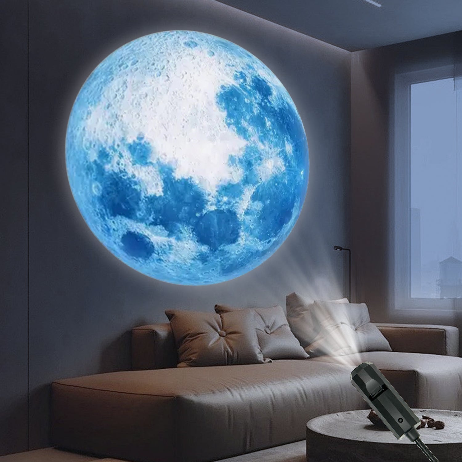 Blue LED Moon Lamp