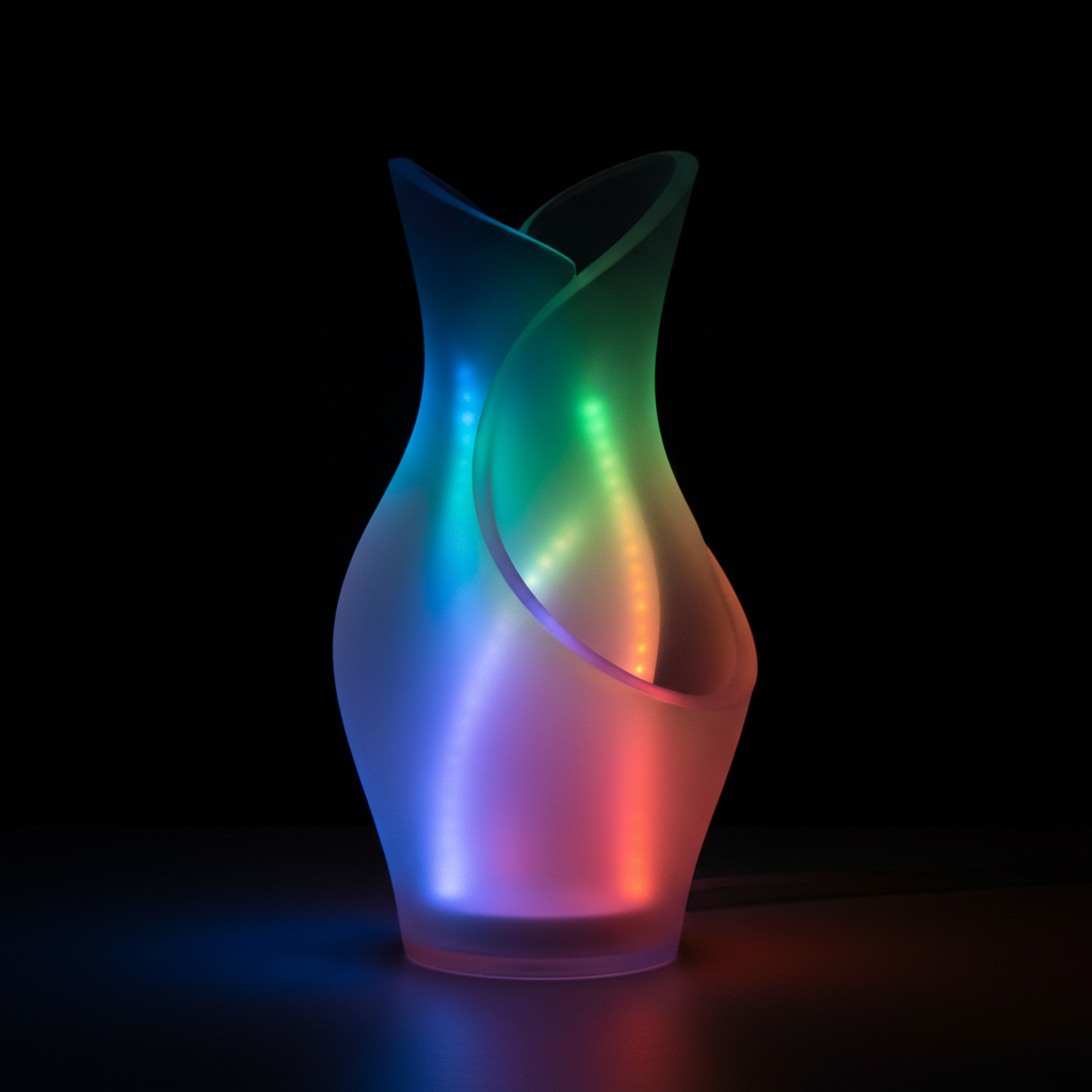 Colorful LED Vase Night Light glowing with multiple colors