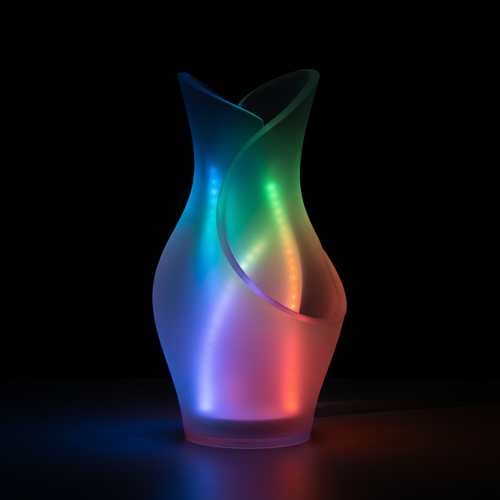 Colorful LED Vase Night Light glowing with multiple colors